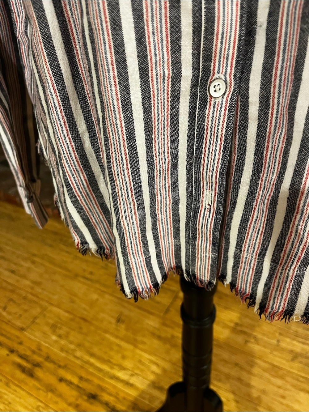 Bella Dahl Striped Button Down Shirt Size Large Rayon/Linen - Picture 2 of 6